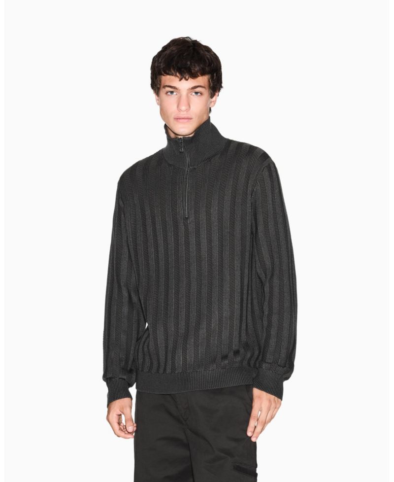 Men's Ribbed Quarter Zip Sweater