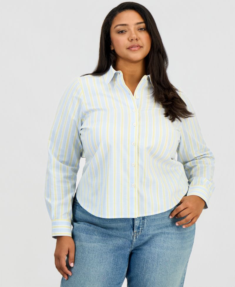 Trendy Plus Size Tie-Back Button-Front Shirt