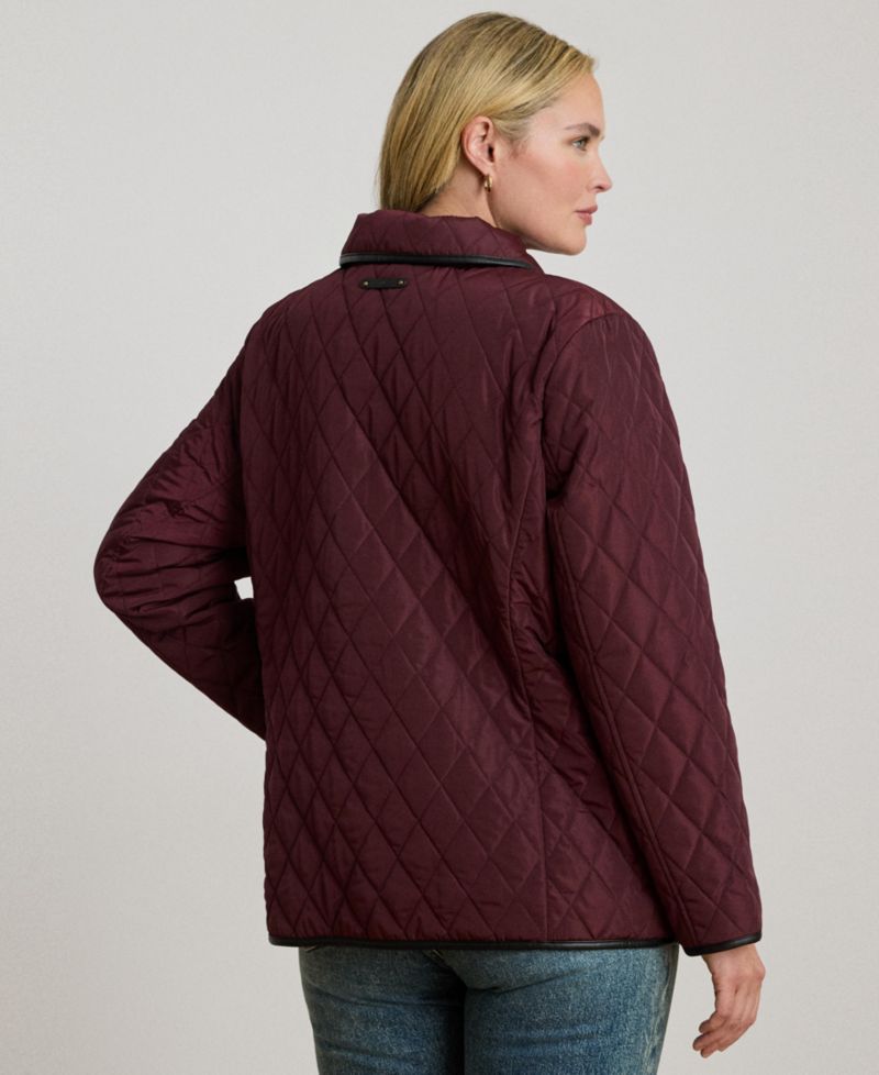 Plus Size Diamond-Quilted Lined Coat