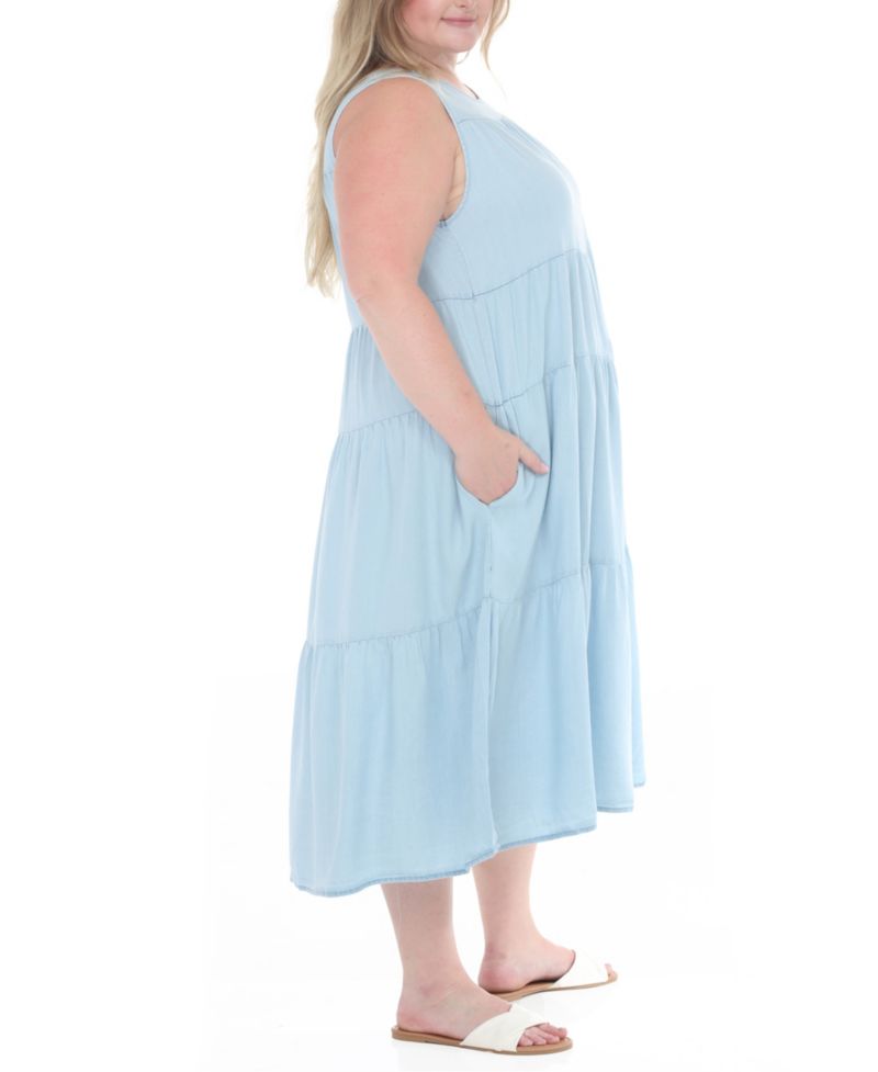 Plus Size Sleeveless Tiered Swing Midi Dress