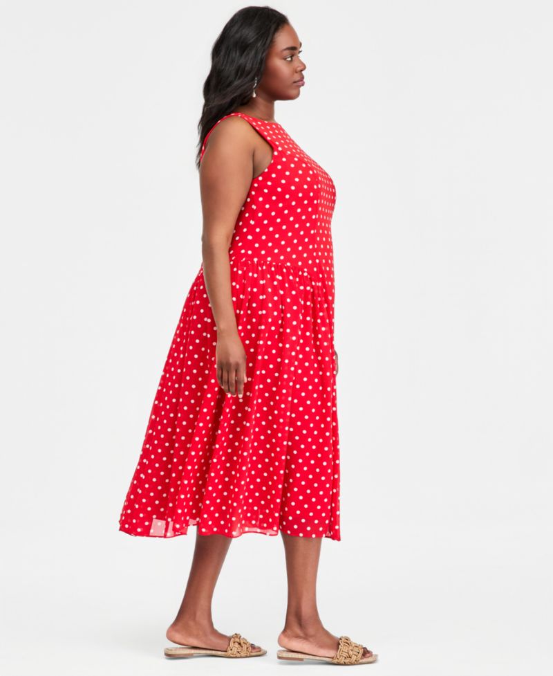 Plus Size Drop-Waist Midi Dress