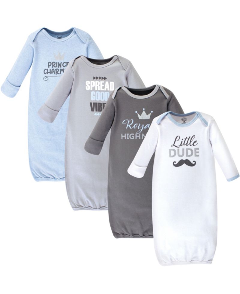 Baby Boys Four Pack of Interlock Fabric Gowns