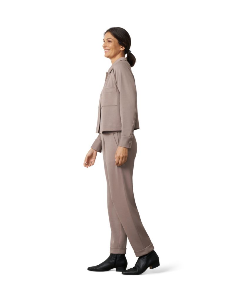 Women's Ponte Cuffed Shacket and Pants Set