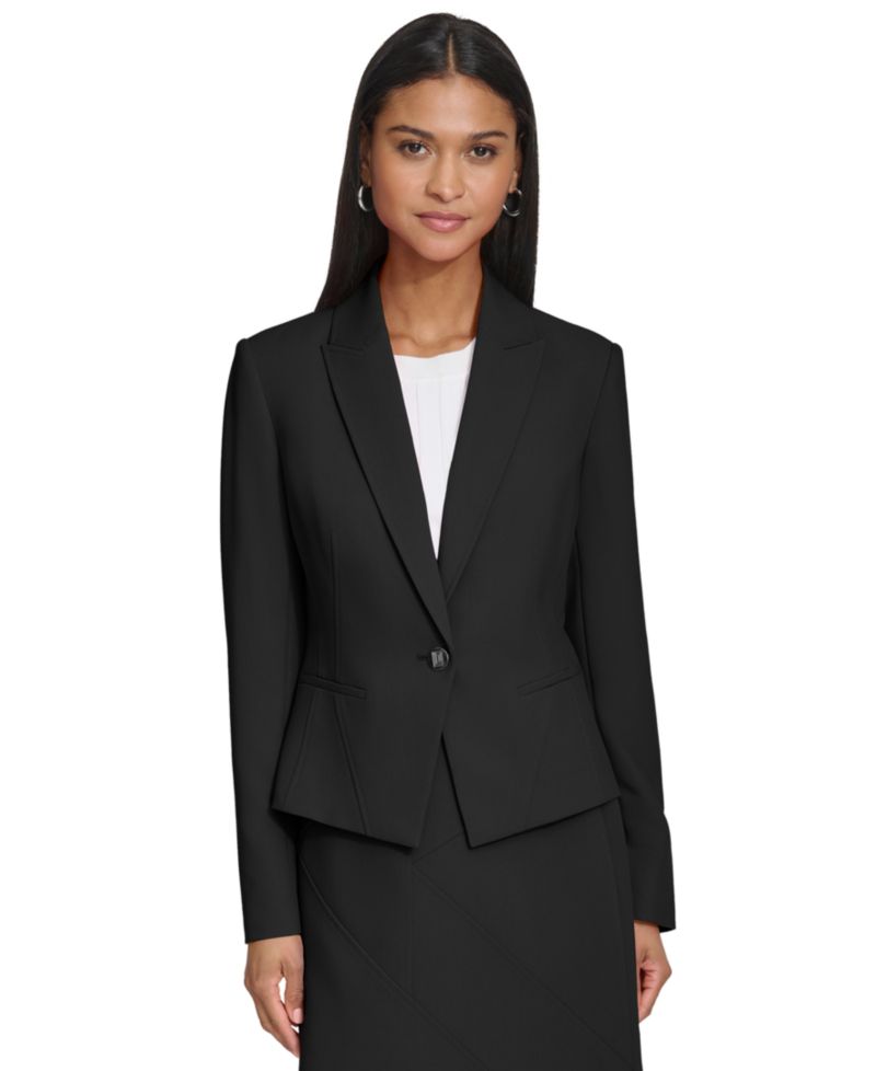 petite Peak-Lapel One-Button Blazer