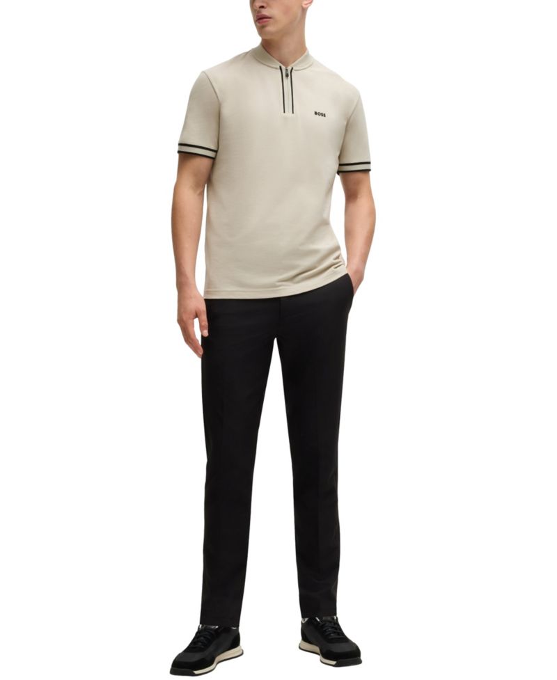 Men's Cotton-Pique Zip-Neck Polo