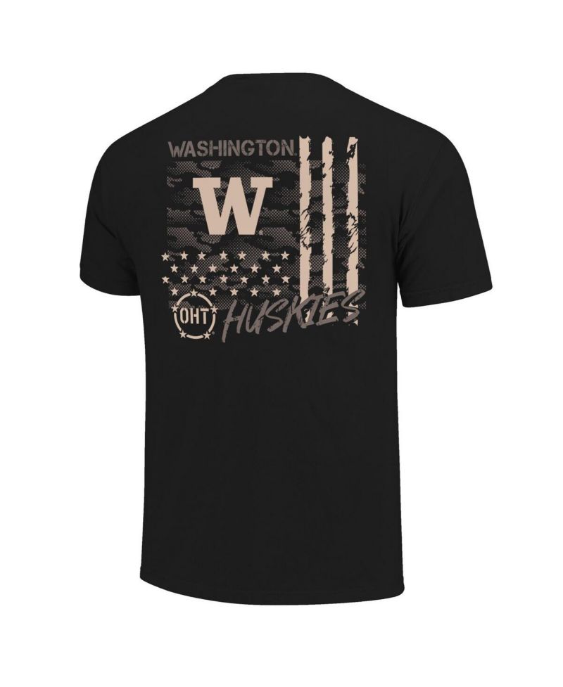 Men's Black Washington Huskies Comfort Colors OHT Camo Overlay T-Shirt