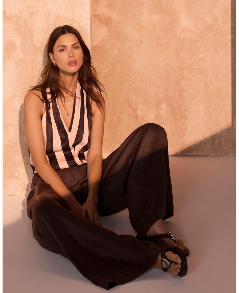 Women's Striped Halter Wrap Top