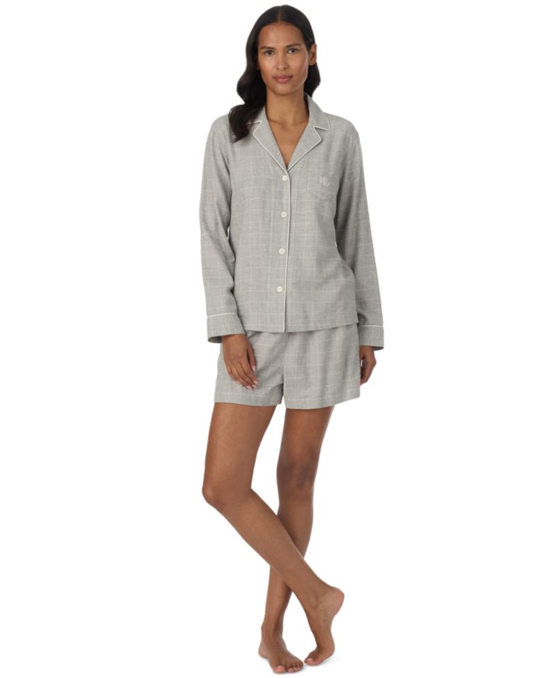 Women's Notch Collar Boxer Pajama Set