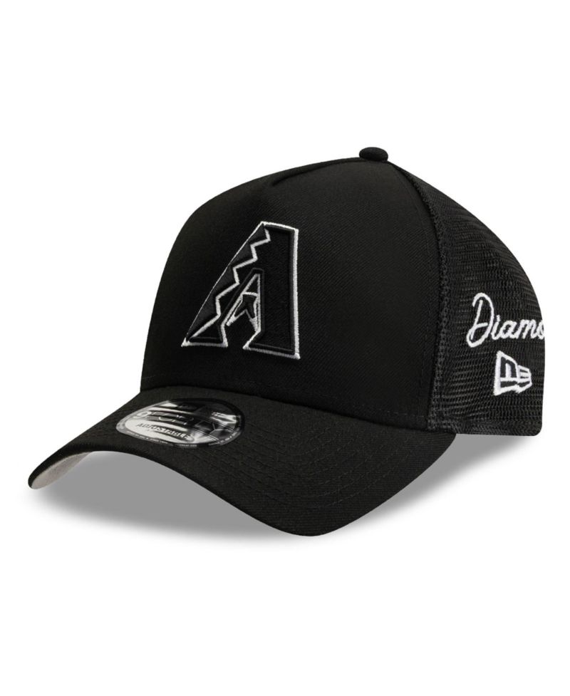 Men's Black Arizona Diamondbacks Side Script 9FORTY A-Frame Trucker Adjustable Hat