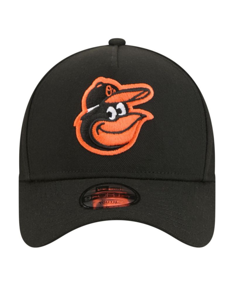 Big Boys and Girls Black Baltimore Orioles 9FORTY A-Frame Adjustable Hat