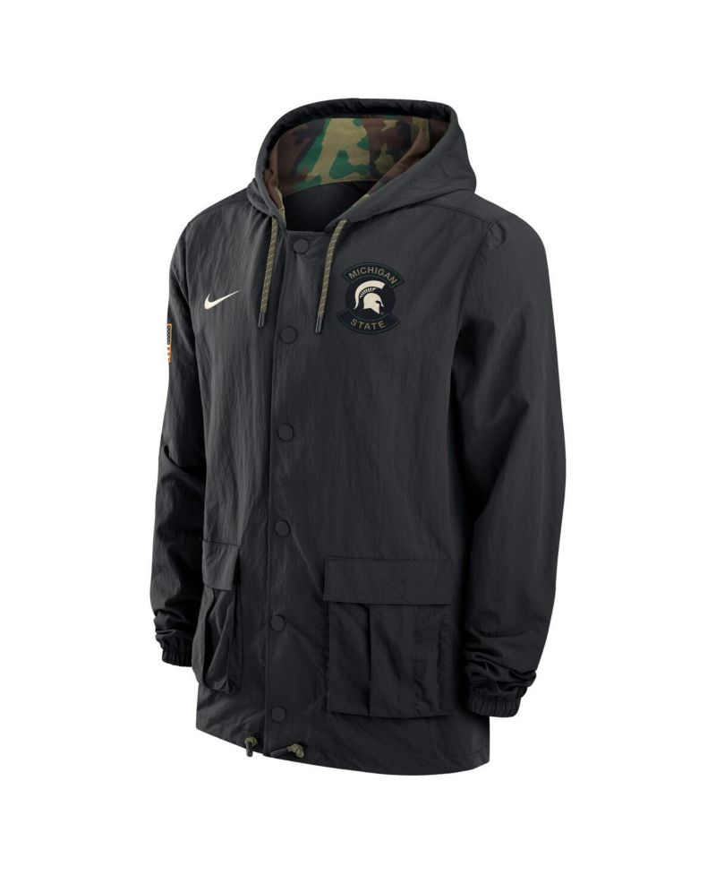 Men's Black Michigan State Spartans 2025 NCAA Military Appreciation Full-Snap Jacket