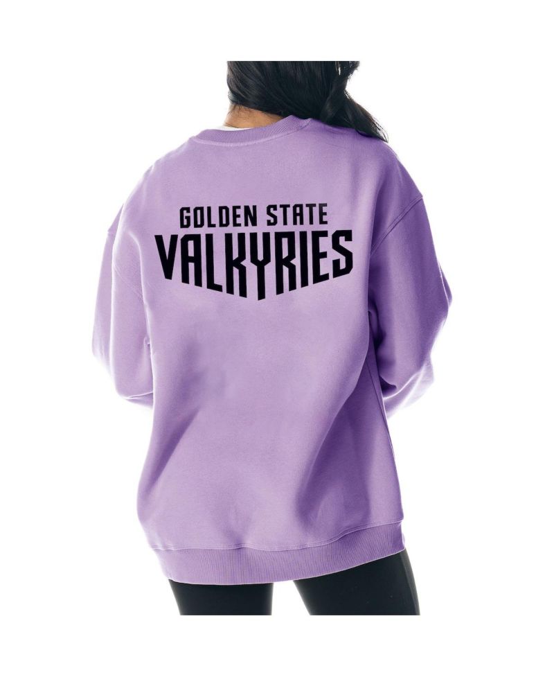 Women's Violet Golden State Valkyries Dye Fleece Pullover Crew Sweatshirt
