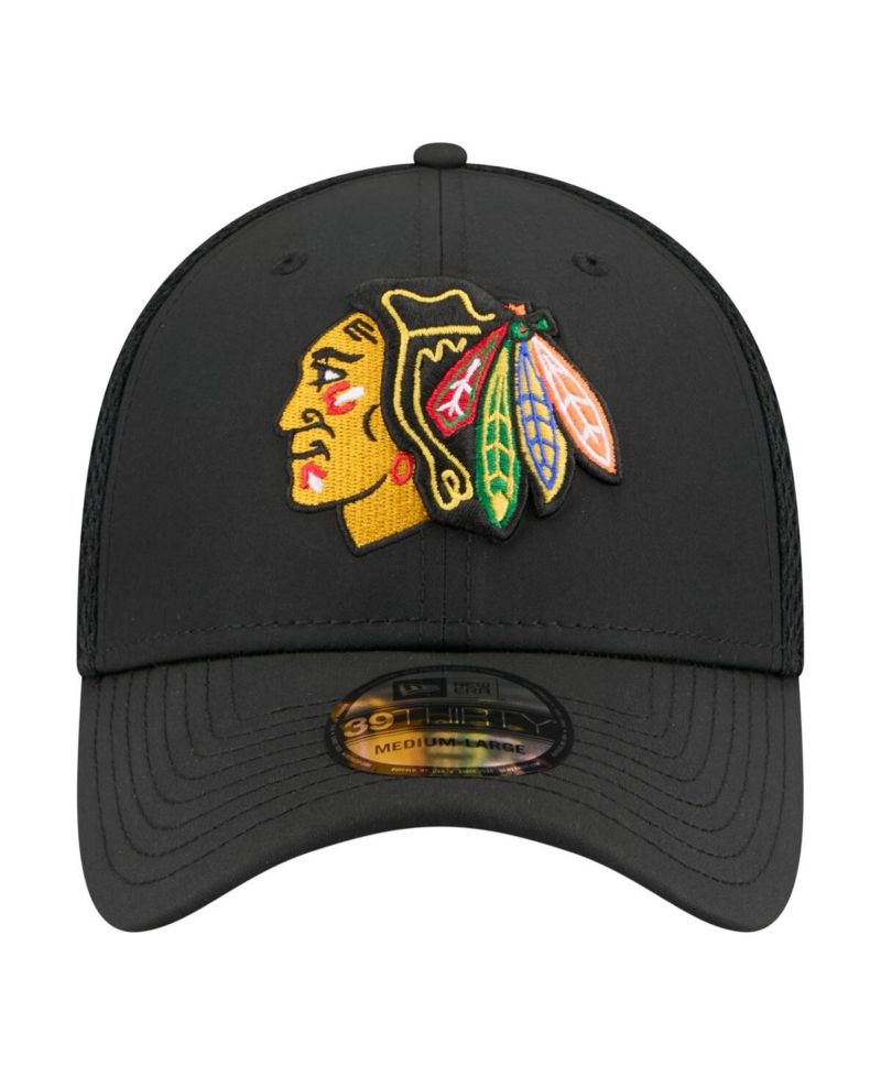 Men's Black Chicago Blackhawks Logo 39THIRTY Flex Hat
