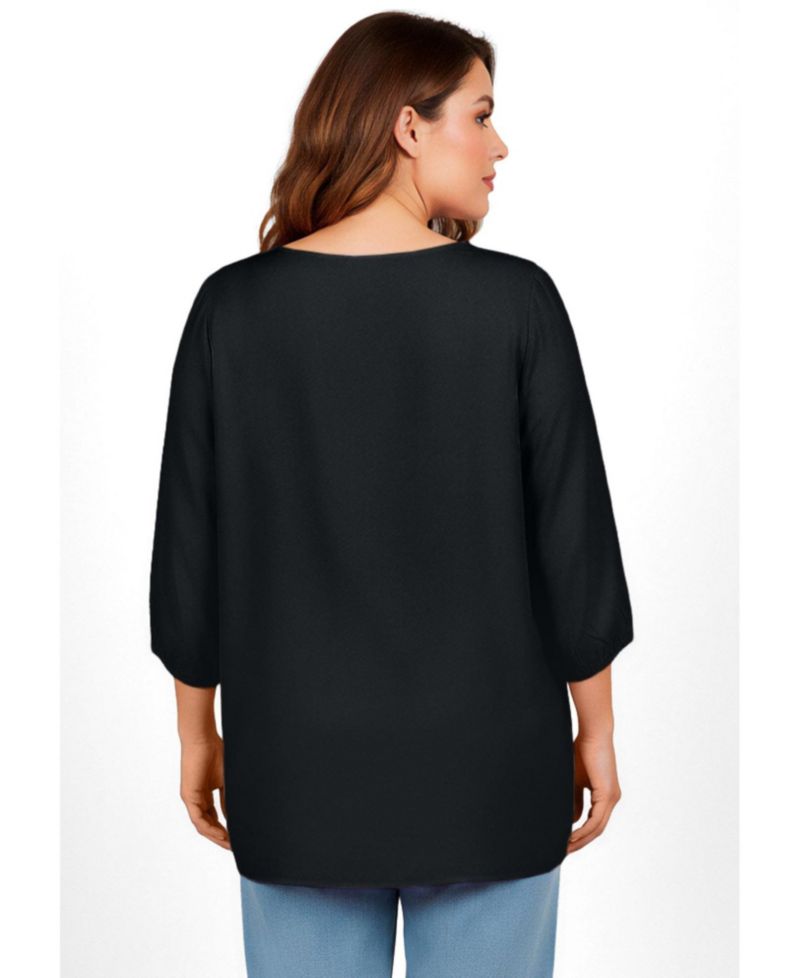 Women's Lace Neckline Peasant Blouse