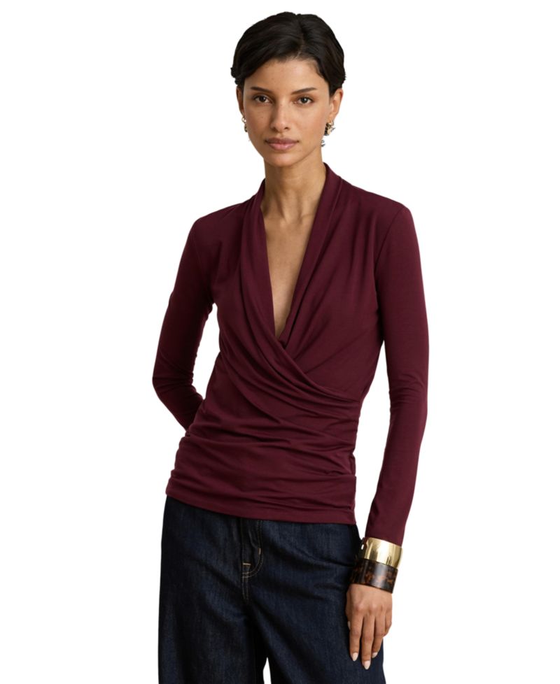 Women's Long-Sleeve Surplice Blouse