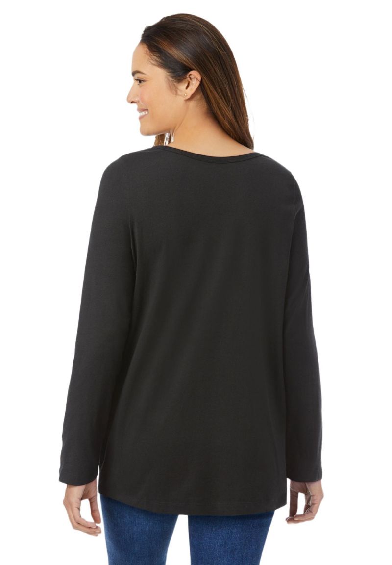 Plus Size Perfect Long-Sleeve V-Neck Tee