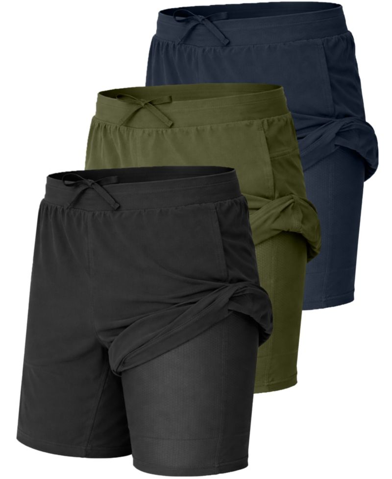 Men's Side Pockets Stretch Running Shorts, 3-Pack