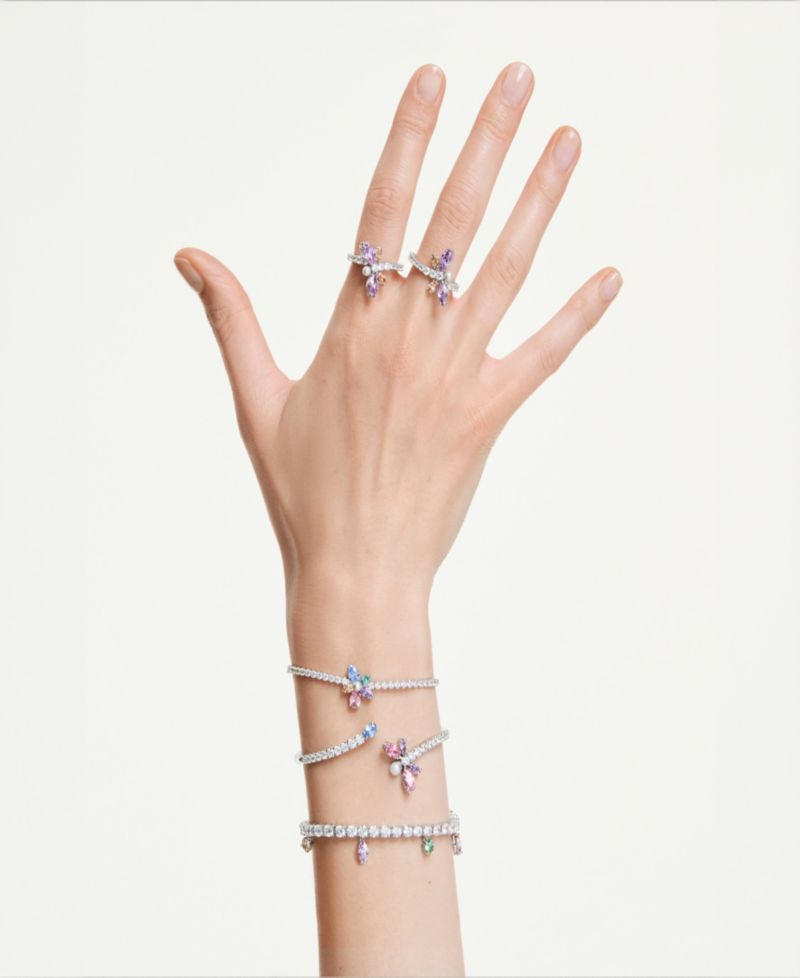 Ariana Grande x Mixed Cuts, Flower, Multicolored, Rhodium-Plated Bracelet