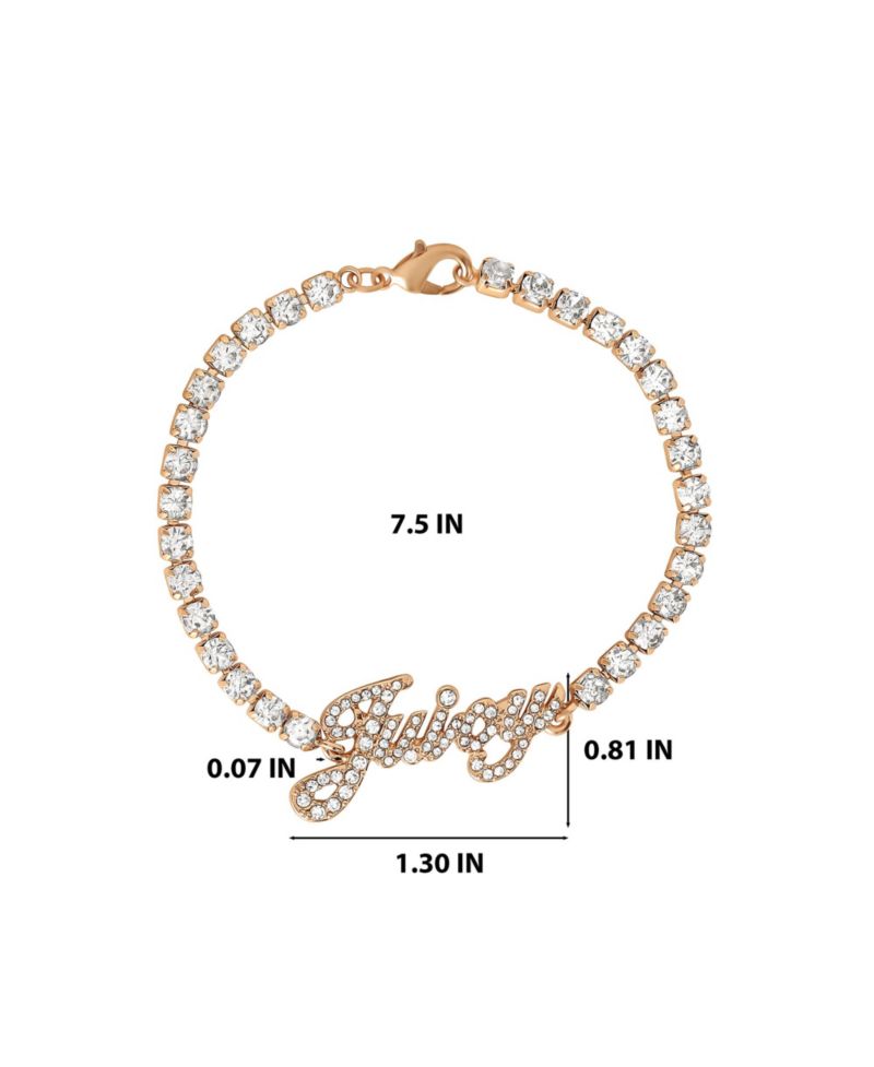 Crystal Tennis Bracelet with Signature Script Logo Charm