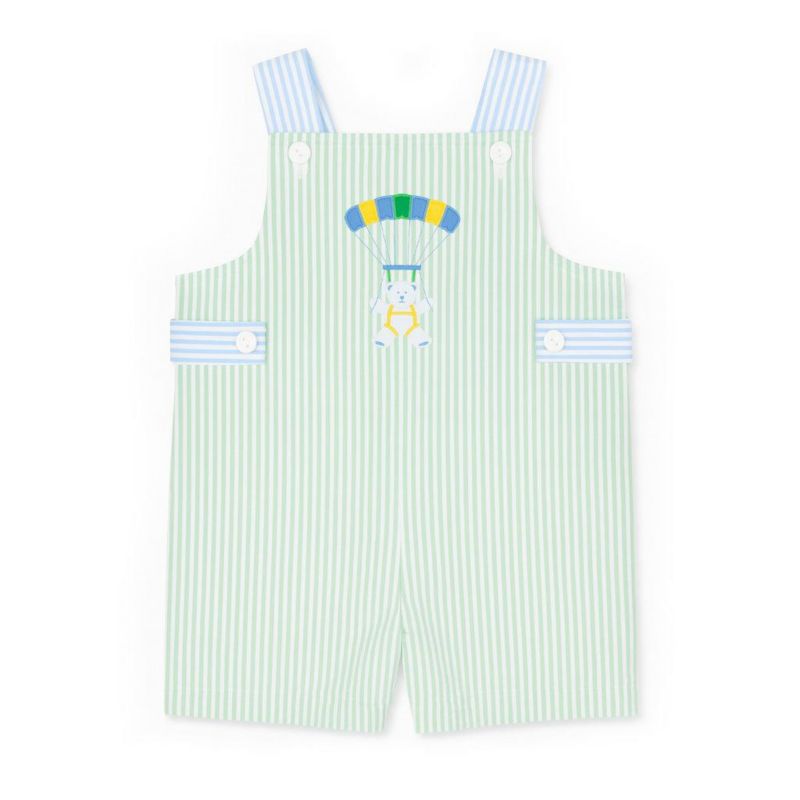 Baby Boy Seersucker Shortall With Parachute Bear