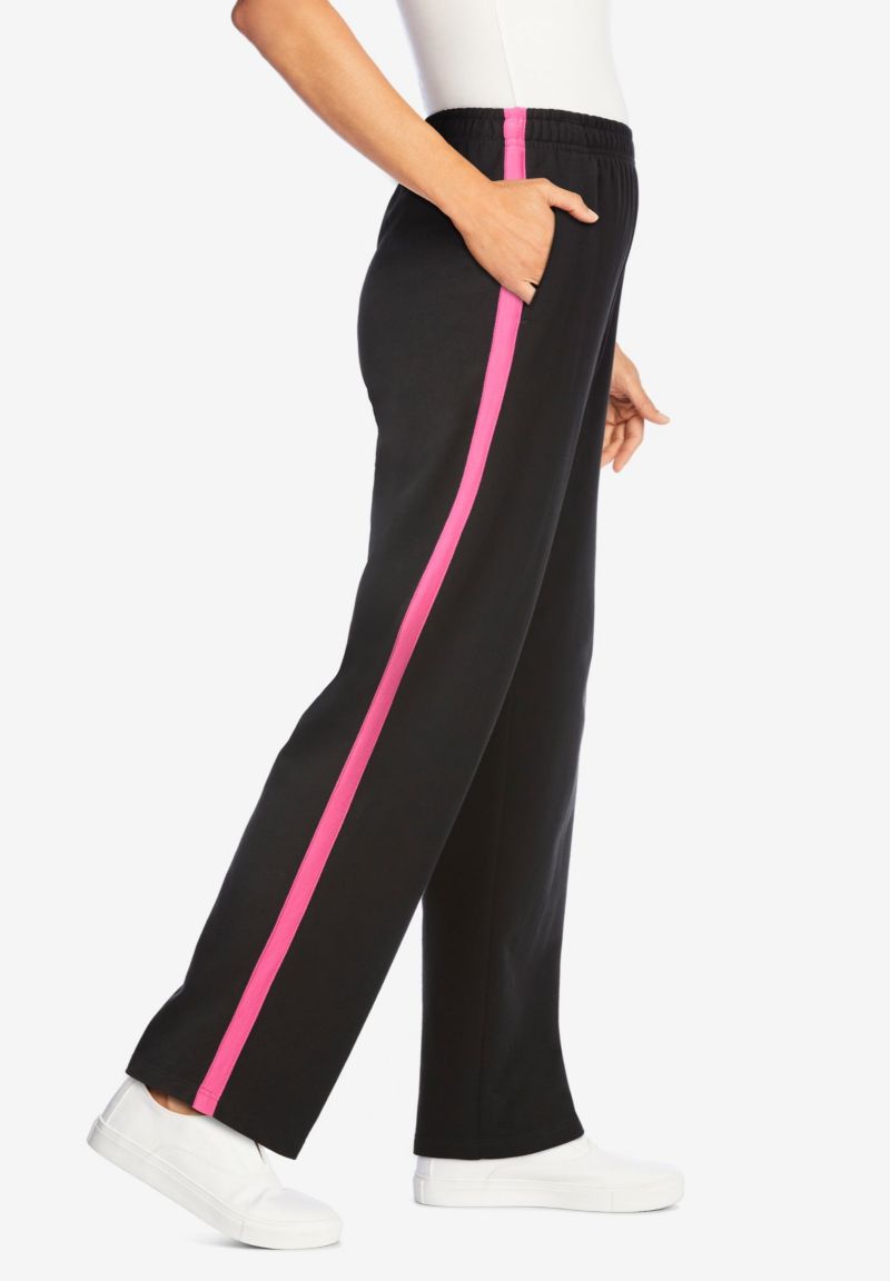 Women's Within Cotton French Terry Straight-Leg Pull-On Side-Stripe Pants