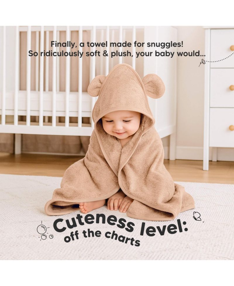 2pk Snuggle Baby Towels with Hood for Newborn Girls, Boys, Toddlers, Soft & Absorbent Hooded Baby Bath Towels