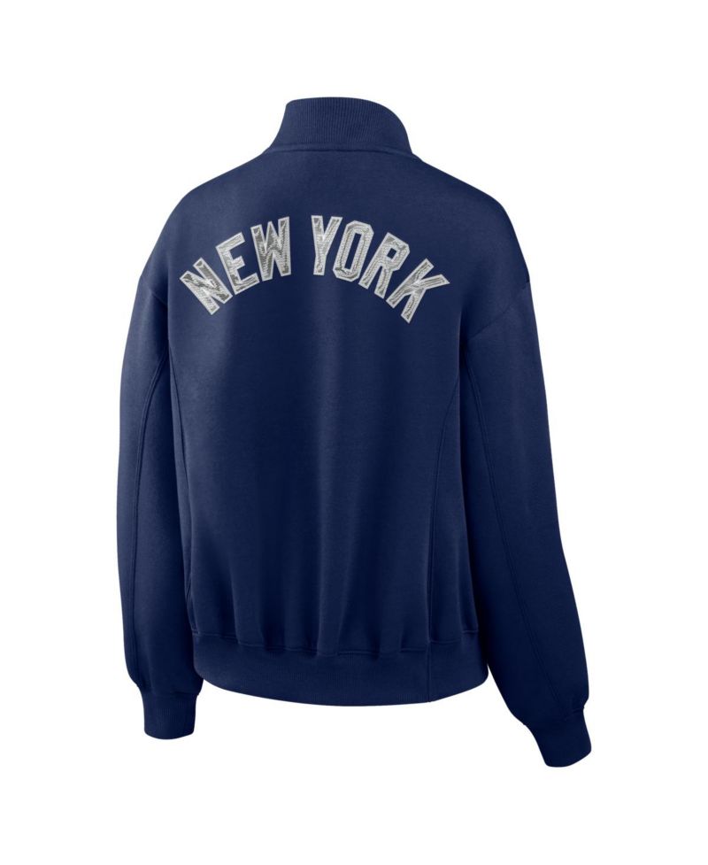 Women's Navy New York Yankees Oversized Rage Against Full-Zip Jacket