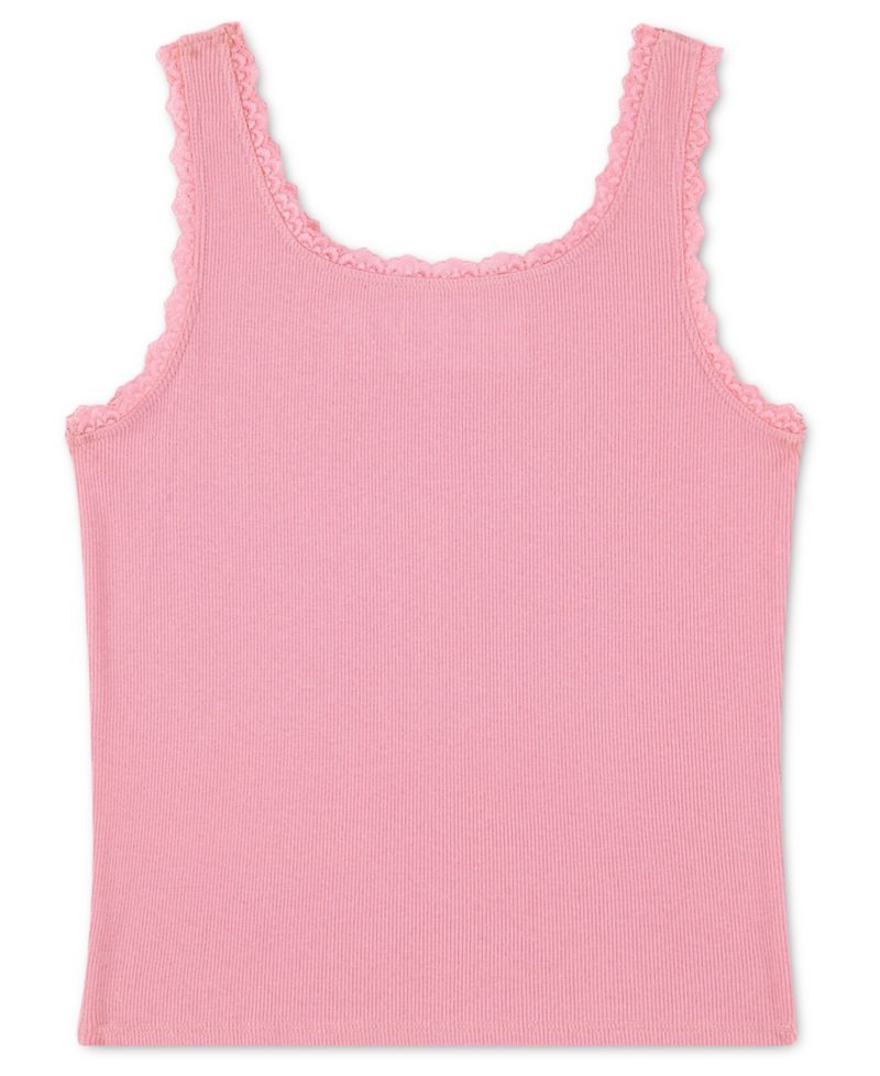Girls' 5-16 Lace-Trim Sleeveless Tank Top