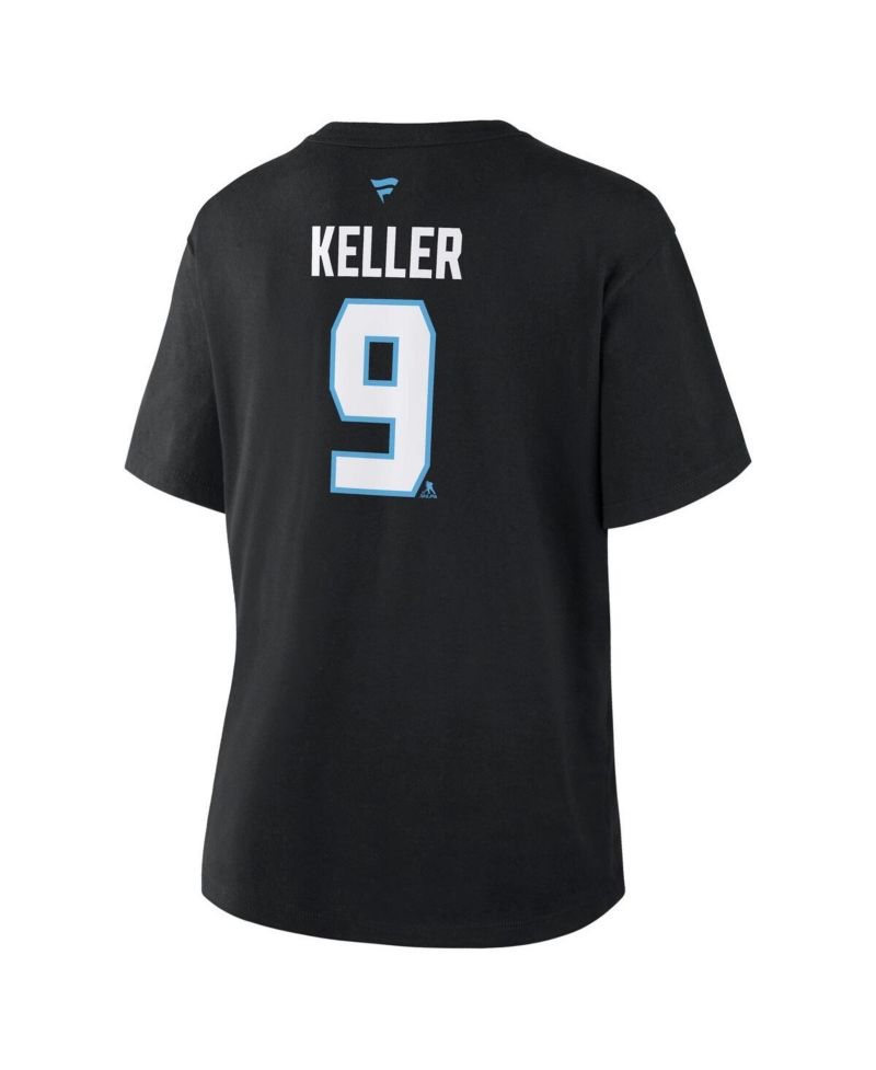 Women's Clayton Keller Black Utah Mammoth Authentic Stack Name & Number T-Shirt