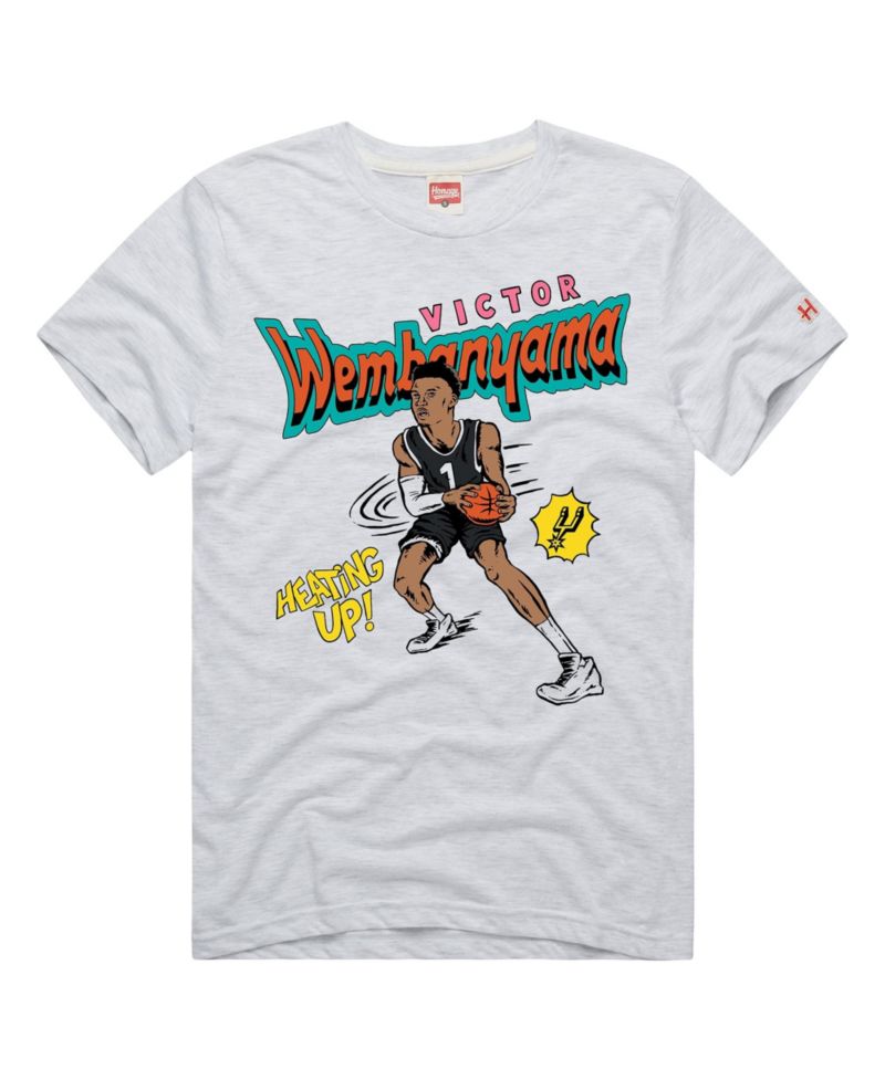 Men's and Women's Victor Wembanyama Ash San Antonio Spurs Comic Book Player T-Shirt