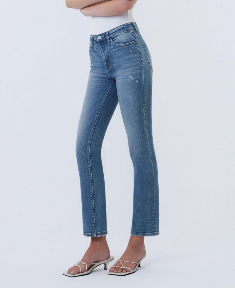 Women's Mid Rise Ankle Slim Straight Jeans
