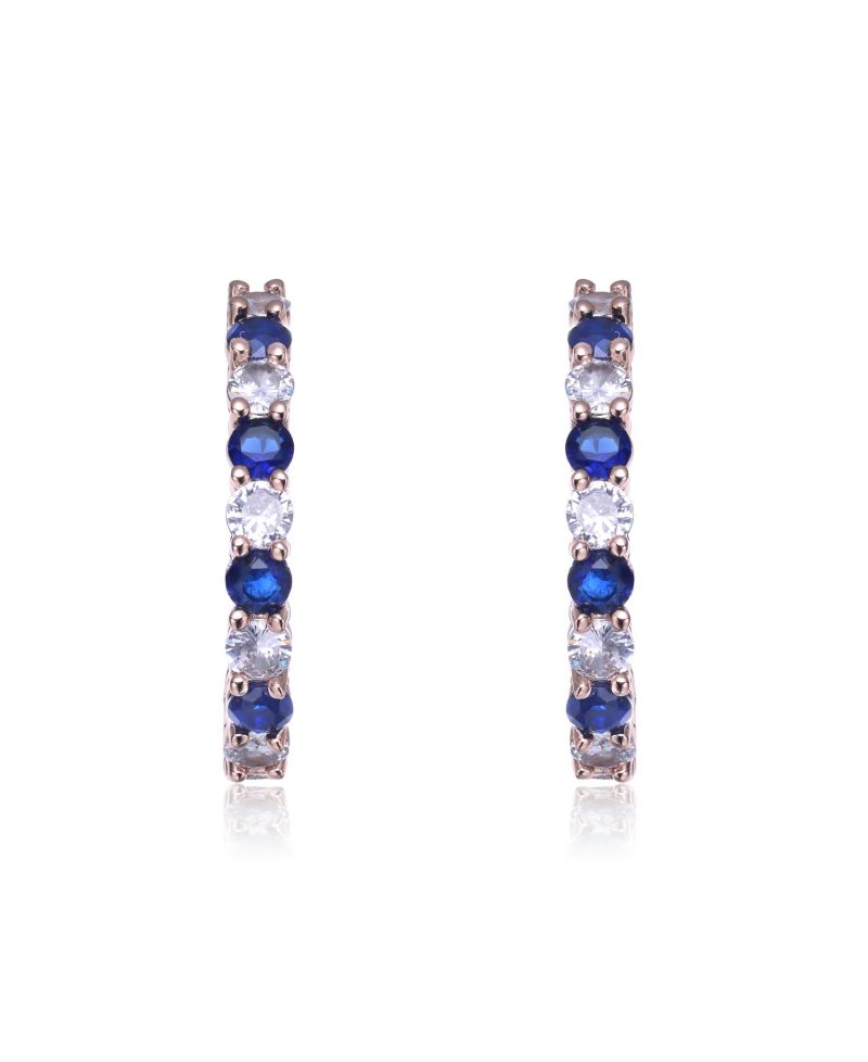 Colored Cubic Zirconia Inside Out Hoop Earrings