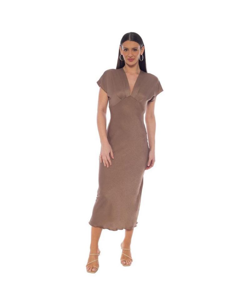Women's Crepe Satin V-Neck Maxi Dress