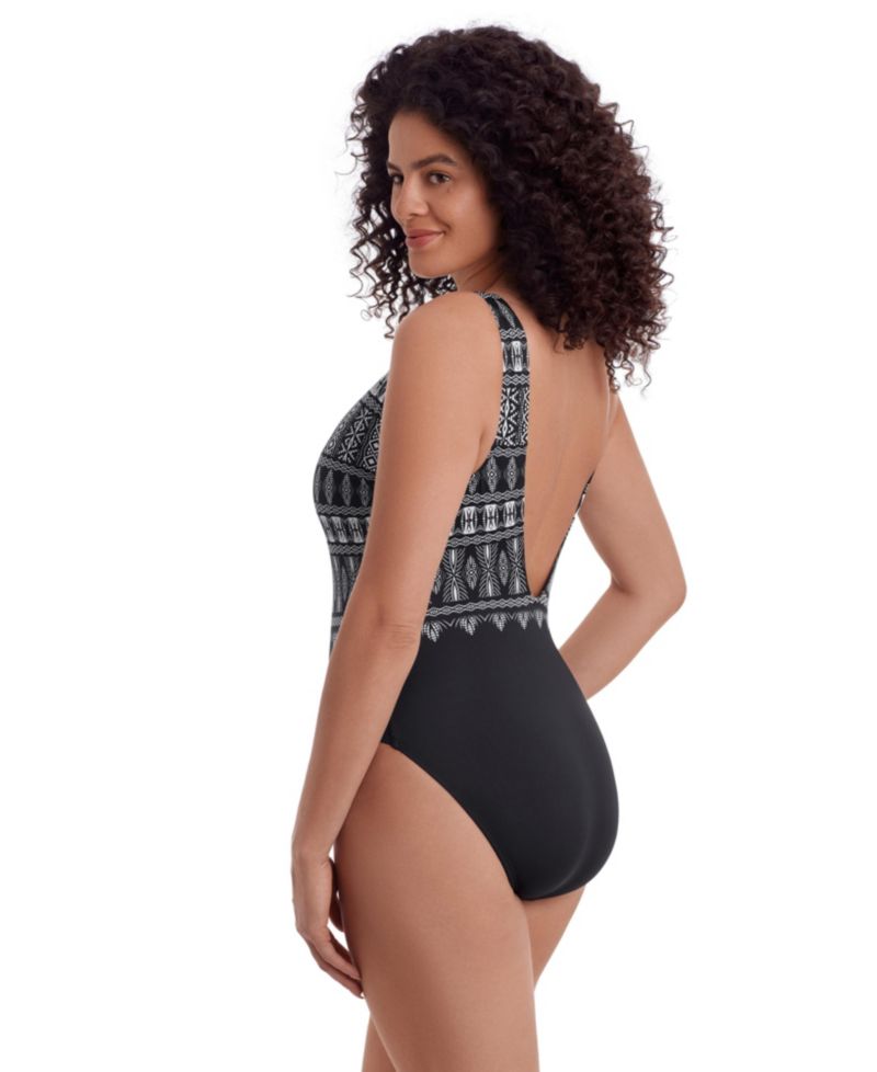 Women's Tribal Nights High-Neck Scoopback One-Piece Swimsuit, Long Torso