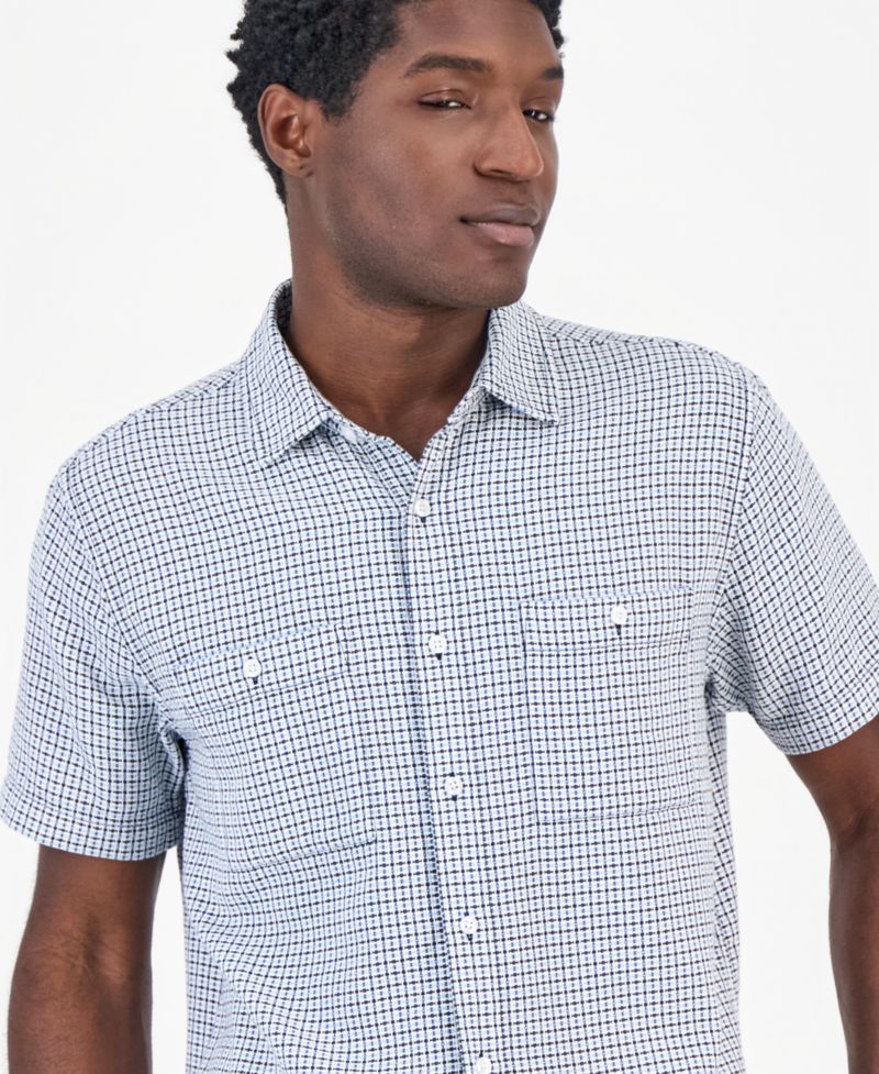 Men's Lawrence Short-Sleeve Dobby Plaid Shirt