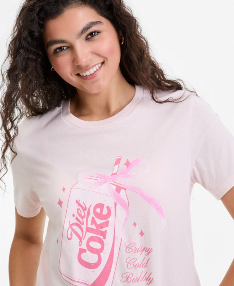 Juniors' Diet Coke Bow Graphic-Print Tee