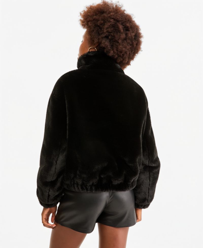 Women's Xena Long-Sleeve Faux Fur Synched Waist and Cuffs Bomber Jacket