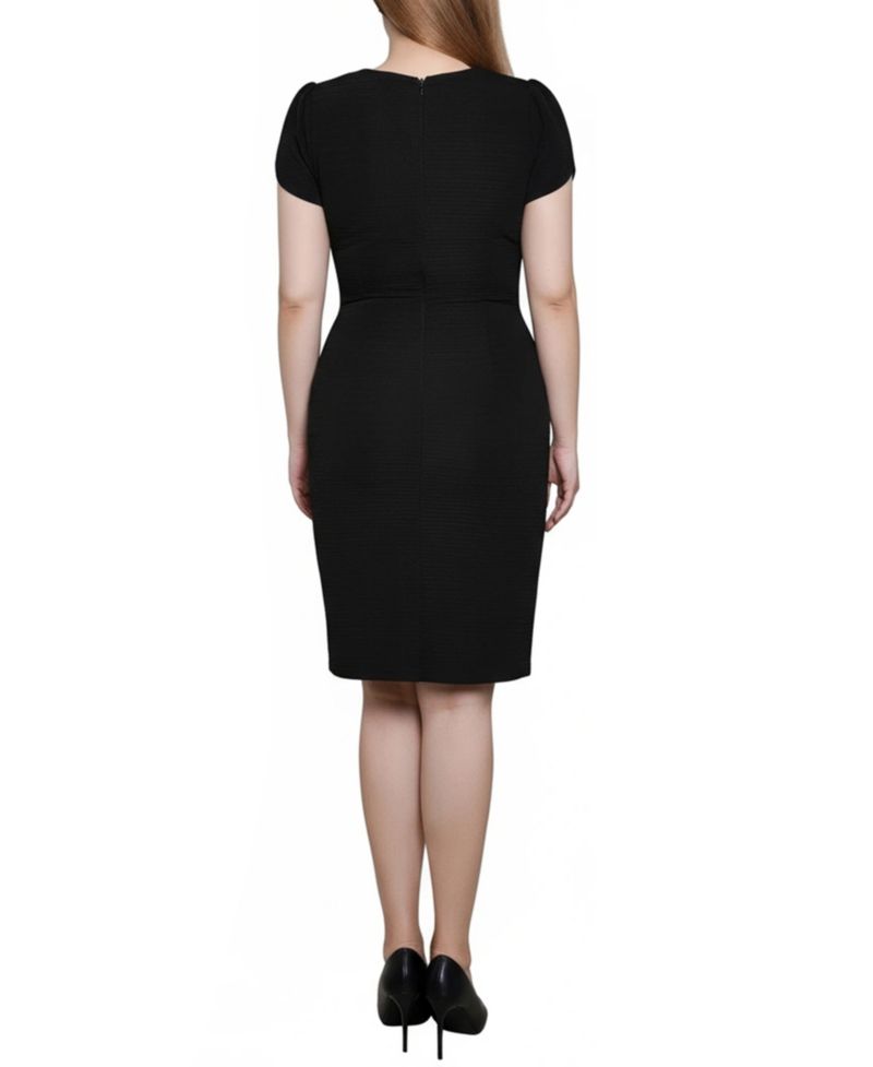 Petite Petal Sleeve Textured Knit Dress