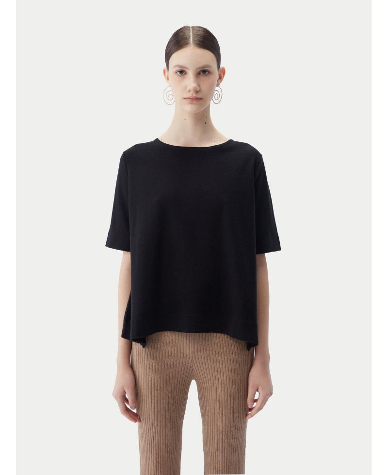 Women's Box-Cut Cotton Silk Cashmere Blend T-Shirt