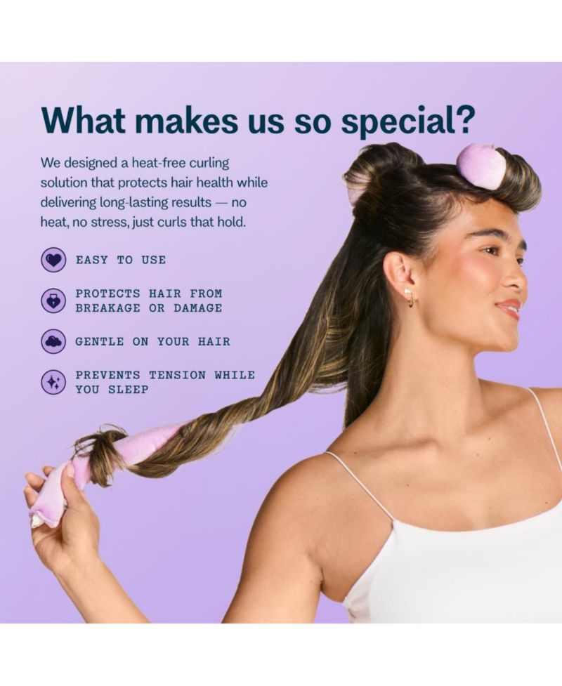 Chill Curl Heatless Flex Rods Gentle and Bendable Hair Rods for Overnight Curls Snap Closure for Secure Hold Thick Hair, 4 Count