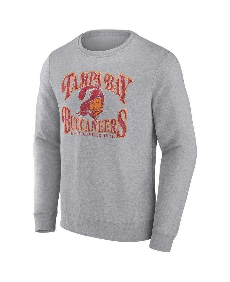 Men's Heathered Charcoal Tampa Bay Buccaneers Playability Pullover Sweatshirt