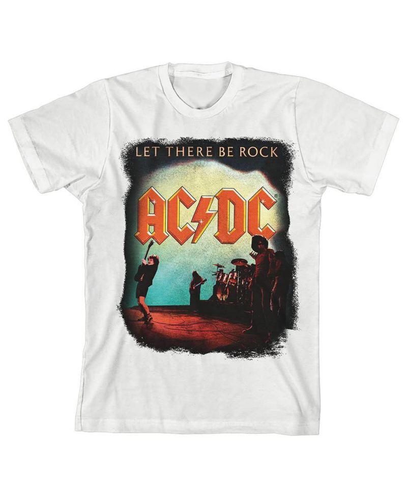 Let There Be Rock ACDC Youth Boy's White T-shirt-Medium