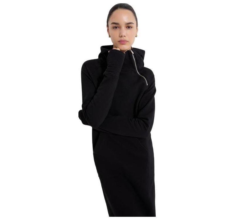Women's Tompkins Side-Slit Hooded Sweatshirt Midi Dress