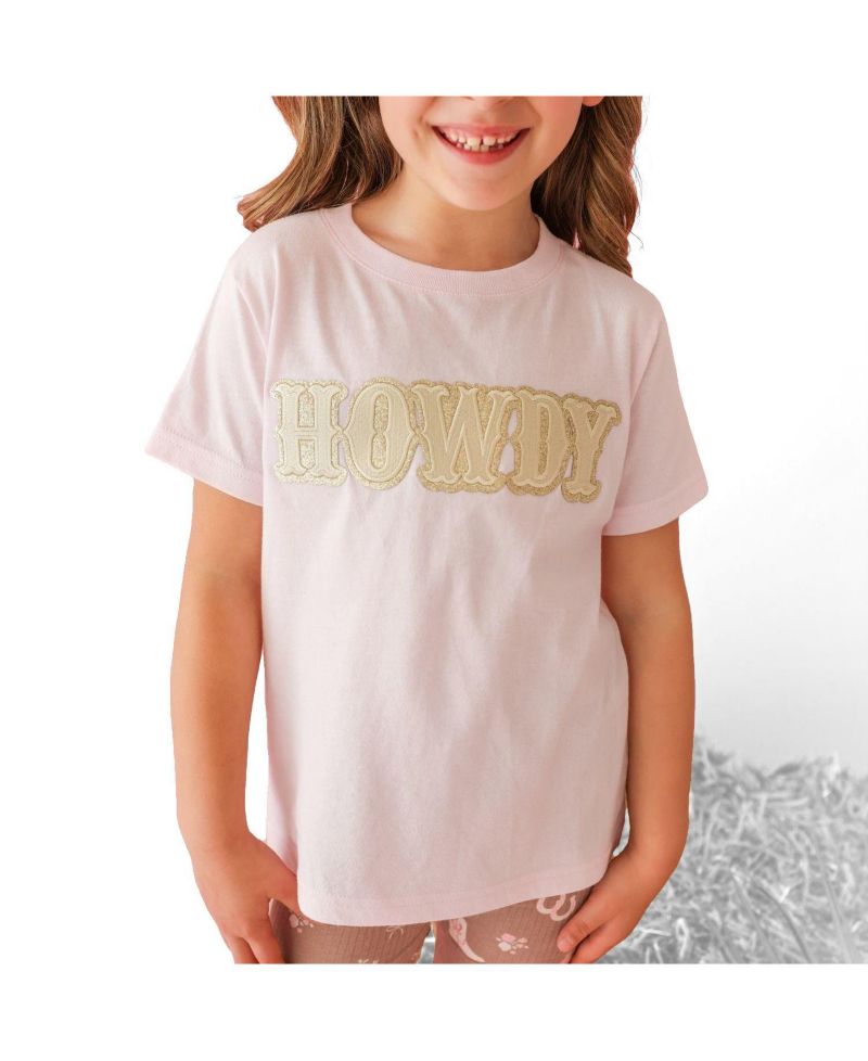 Big Girls 12-10 Howdy Patch Western Short Sleeve T-Shirt