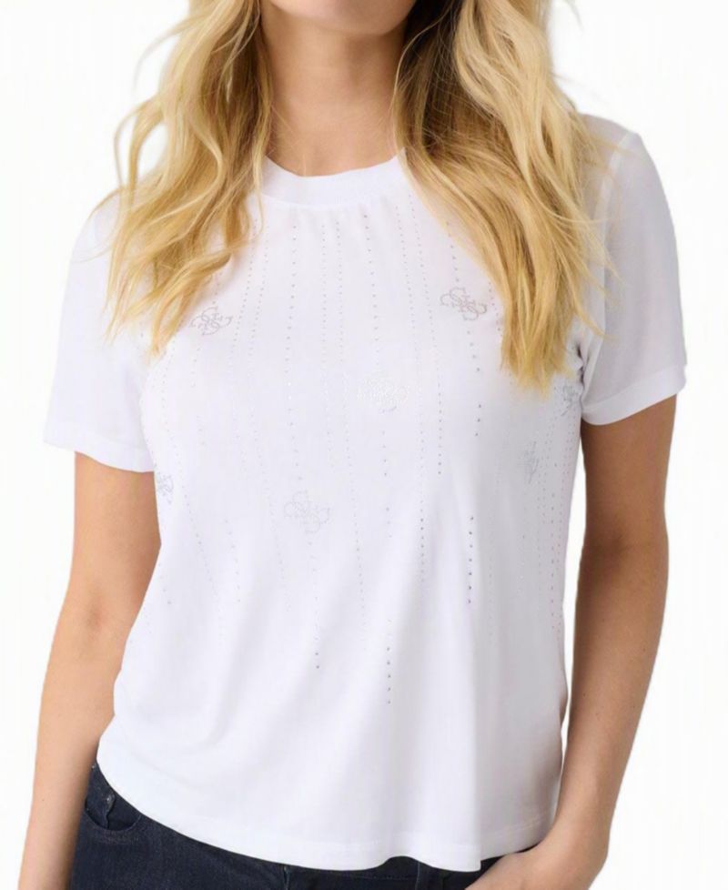 Women's Diamond-Embellished Logo Crewneck Short-Sleeve T-Shirt