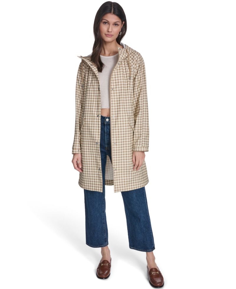Plus Size Raglan-Sleeve Hooded Rain Jacket