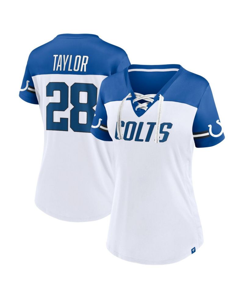 Women's Jonathan Taylor White Indianapolis Colts Athena Name and Number V-Neck Top