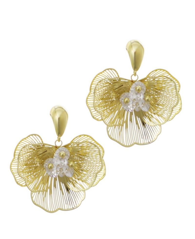 Crystal Gold Flower Stud Earrings