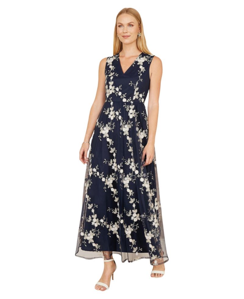 Women's Mesh Embroidered Maxi Dress