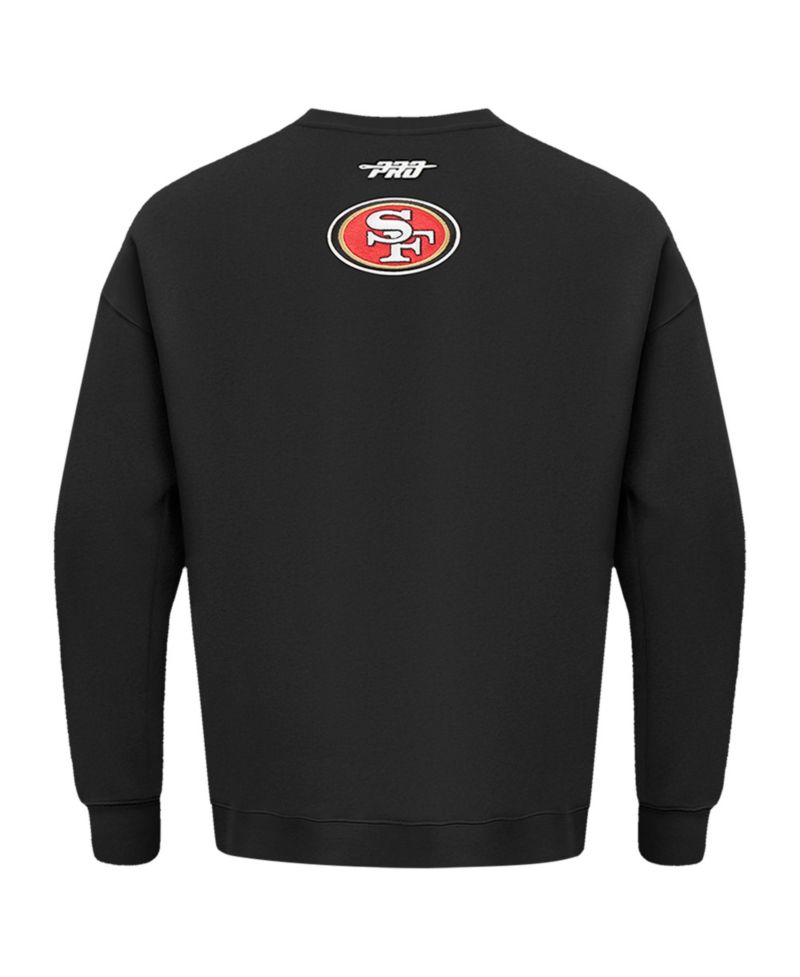 Men's Black San Francisco 49ers Turn It Up Drop Shoulder Pullover Sweatshirt